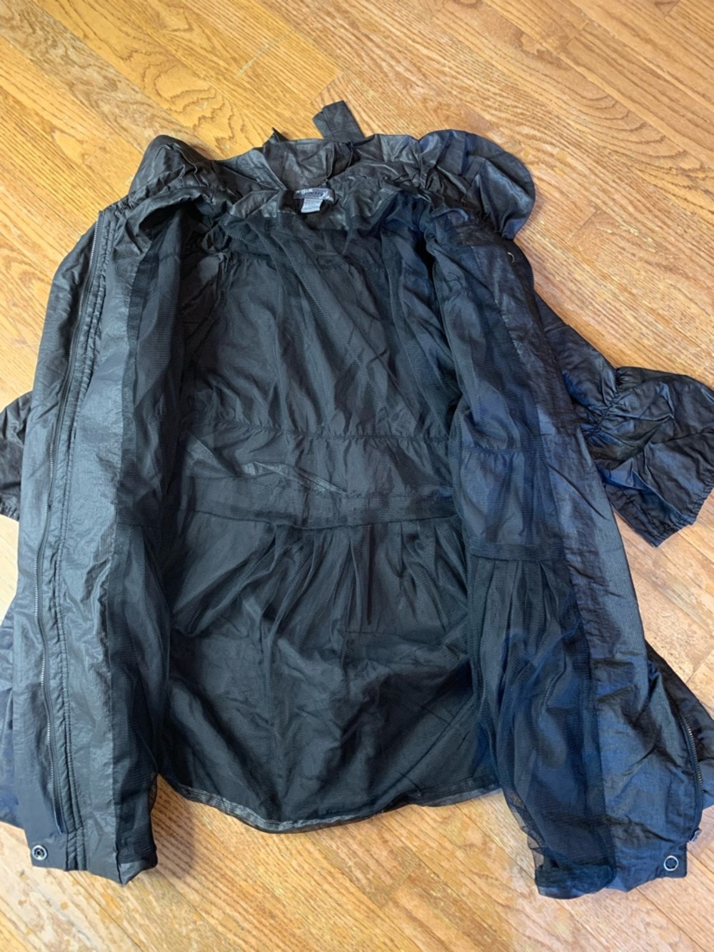 Poetry Clothing Black Taffeta Pleated Swing Jacket Coat Puff Collar - L - Picture 2 of 7